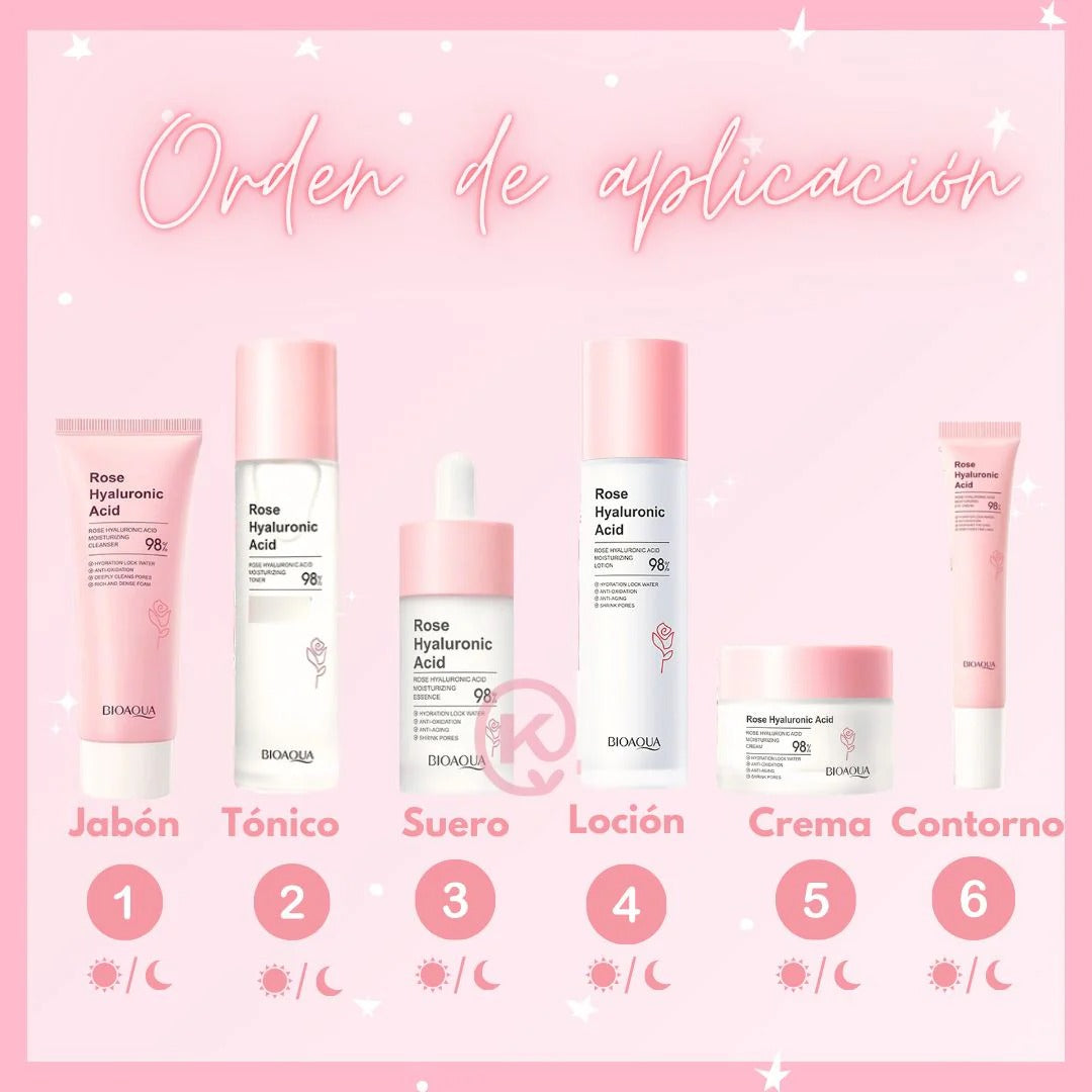 Kit Rosas Y Ácido Hialuronico Bioaqua Caja De Lujo