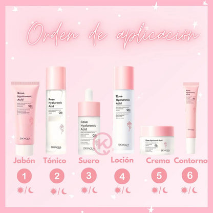 Kit Rosas Y Ácido Hialuronico Bioaqua Caja De Lujo